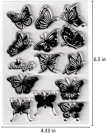13шт Пеперуди Прозрачни печати за направата на картички, Декорации DIY Scrapbooking, 13шт пеперуда Силиконова Прозрачна Печат на Прозрачни печати за Подпечатване Декор алб?