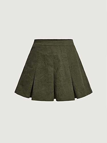 Дамски къси панталони Обикновена плисирани къси панталони Skort (Цвят: Армейски зелен, Размер: Малък)