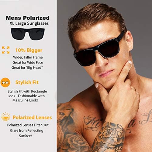 2 XL Мъжки Поляризирани Слънчеви очила в Голяма Широка рамка - Голяма кацане на главата