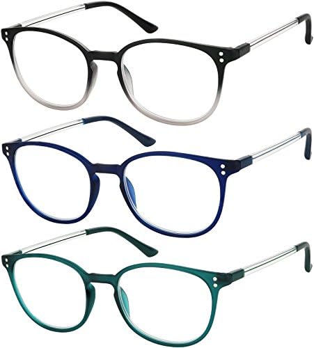 Очила за четене 3 Двойки Стилни Цветни Ридеров Модни Очила за Четене Мъже и Жени