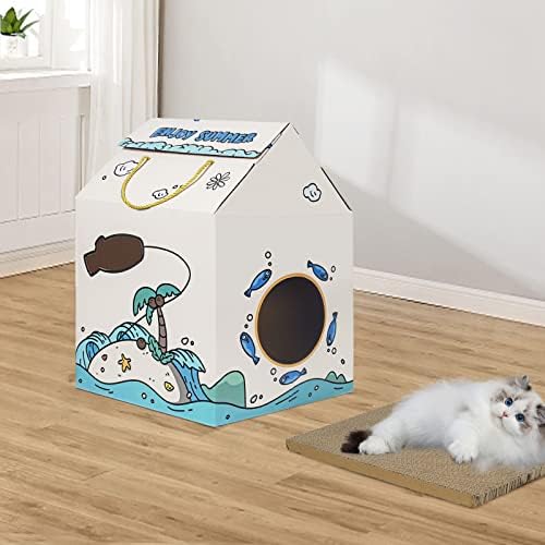 Картонена Котешки Къща и Когтеточка за котки MARBOO Cat Bed Годни за рециклиране и екологично Устойчив Картонена