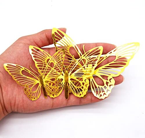 36 бр. 3D Стикер на стената със Златна Пеперуда, 3 Размера, с Декорация Пеперуди, декорация за Торта с пеперуди,