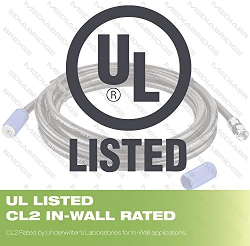 Коаксиален кабел Mediabridge™ (15 фута) с части за свързване F-Male - Серия Ultra - С три екрана UL CL2 за вграден цифров аудио/