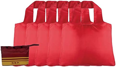 Множество чанта Envirosax, Найлонови торбички за пазаруване, Комплект от 5 Торби с Червен цвят
