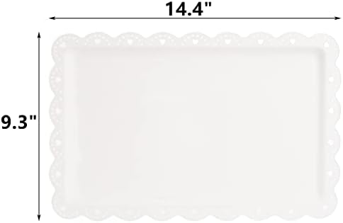 Peohud 12 Опаковки, Бял Пластмасов Сервировочный Тава със Завързана Ръб, Правоъгълни Тави за Хранене за Еднократна