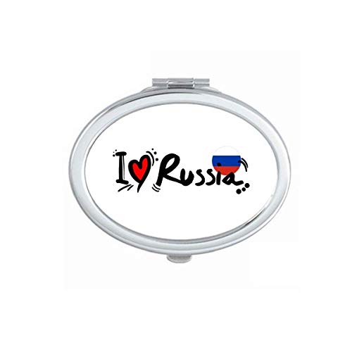 Аз Обичам Русия Дума Флаг Сърцето Огледало Портативен Сгъваем Ръчен Грим Двойни Странични Очила