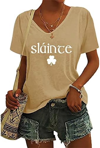 fiogomis Женска тениска Slainte Slainte с дълъг ръкав в Деня на Св. Патрик, Hoody Sharock, Ризи с дълъг ръкав