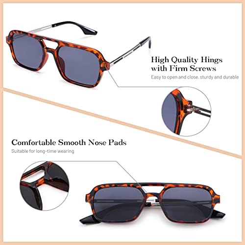 COASION Vintage Слънчеви Очила-Авиатори в Плоска Подметка 70-те Години за Жени И Мъже, Квадратен Метален Дизайн, Защитни