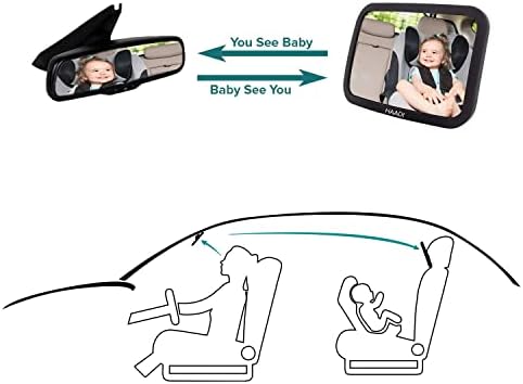 Детско Автомобилно огледало за обратно виждане - Регулируема на 360 °, е много широко, кристално чисто и небьющееся,