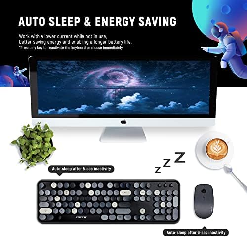 Комплекти за клавиатура и мишка FOPETT Безжични комплекти за клавиатура и мишка, надеждна свързаност с честота 2,4 Ghz за КОМПЮТЪР, лаптоп, Smart TV и много Други (сив Цвят)