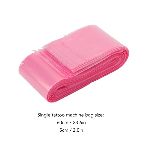 100 Бр Калъфи за кабел със скоба за татуировки Розови Полупрозрачни за Еднократна употреба Хигиенни Ръкави За Кабел
