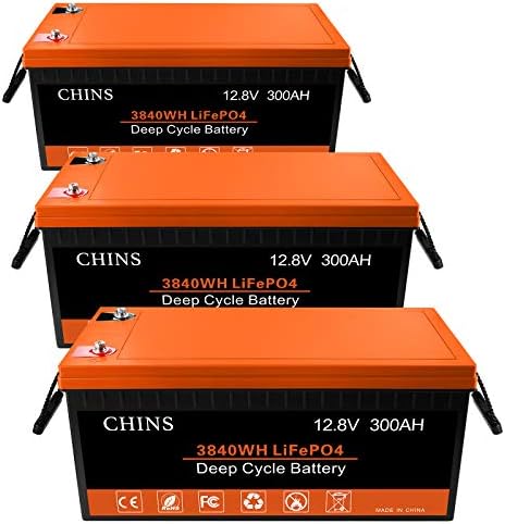 Батерия LiFePO4 CHINS 4 в опаковка, литиева батерия 12V 300Ah-вградена 200A BMS, идеален за подмяна на по-голямата част на гръб, за домашно съхранение на енергия и изключете от мре?