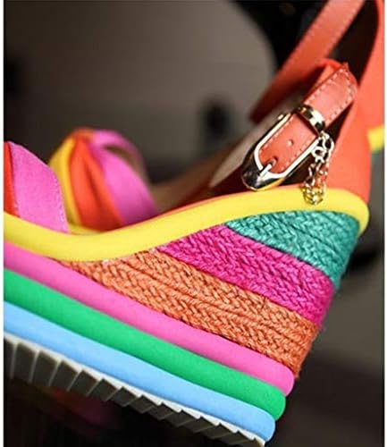 Zlolia жени многоцветни лоскутные ежедневни сандали на танкетке с отворени пръсти каишка на глезена espadrilles токчета оранжево