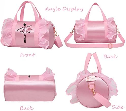 Dorlubel Скъпа Балетната чанта за танци, рокля-пакет, чанта с веригата за ключове за Момичета (Розовая2 от кратка мрежа)
