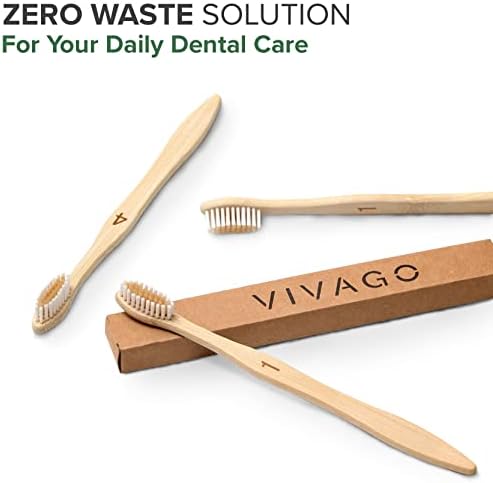 VIVAGO (50 опаковки, Биоразградими бамбук Четка за зъби с мека четка в насипно състояние - Дървена и Натурална Бамбук