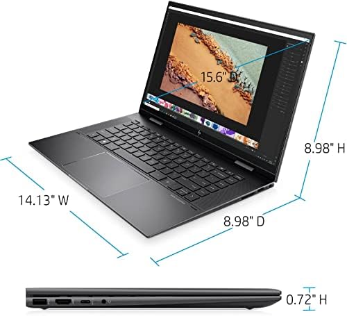 Най-новият лаптоп HP Envy x360 2 в 1 HP 2021, сензорен екран 15,6 Full HD, 6-ядрен процесор AMD Ryzen 5 5500U, 32 GB оперативна памет DDR4, твърд диск PCIe NVMe M. 2 обем 512 GB, клавиатура с подсветка, уеб
