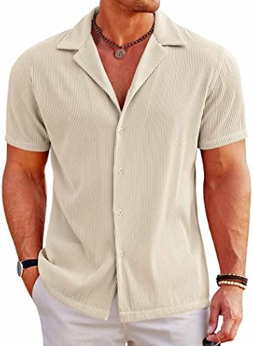 COOFANDY Мъжки Ежедневни Ризи с копчета и Къс ръкав Regular Fit Модни Лагерные Плажни Ризи Потници