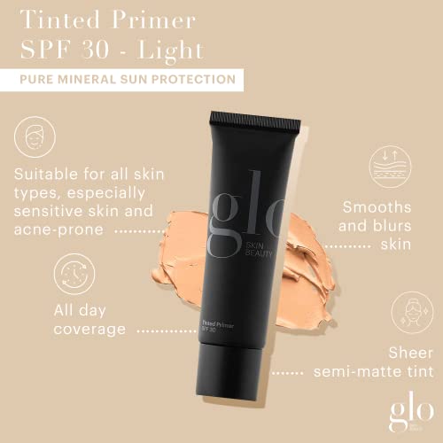 Оцветени грунд Glo Beauty Skin SPF 30 - Безмасляная Минерална козметика за лице, Прозрачни или средно покритие, Шлайфани