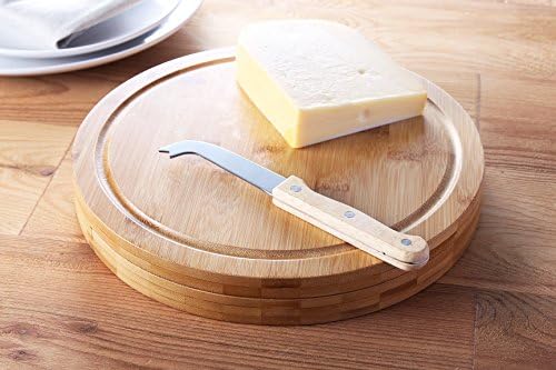 Набор от сирене дъски Juvale - дъска за Рязане и инструменти за приготвяне на сирене, дъска за сирене и месо, включва 1 бамбуковую дъска за рязане на борда и 4 ножевых инс