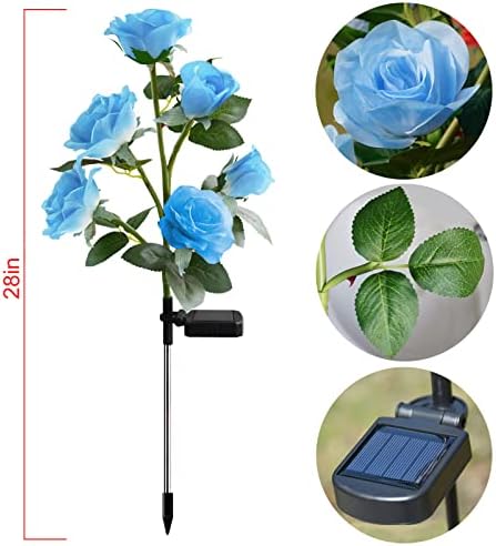 [Актуализирани 6 цвята] Декоративни Фенери за градината с рози на слънчева енергия, Водоустойчиви Реалистични Изкуствени Цветя за работа на открито цветни Лехи, Пъ?