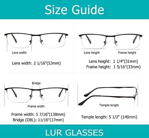 LUR 3 опаковки очила за четене в полукръгла рамка + 4 опаковки класически очила за четене (само 7 двойки ридеров + 2,25)