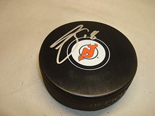Дрю Стафорд подписа хокей шайба в Ню Джърси Дэвилз с автограф 1А - за Миене на НХЛ с автограф