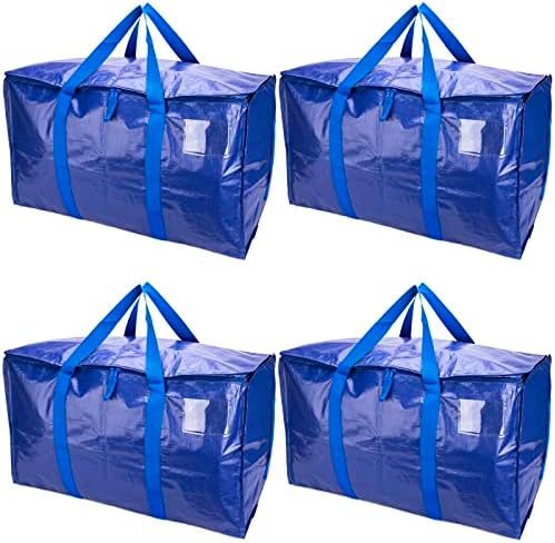 4 Опаковки много големи торби за движение Тежкотоварни Сверхбольшие Чанта за съхранение с обков-светкавици,