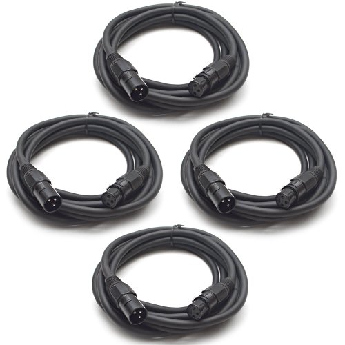 Сеизмичен звук - Комплект от Четири (4) Микрофонных кабели DJ/PA XLR дължина 12 метра - Микрофон, кабел за употреба на сцена или в студио