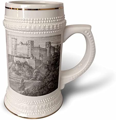 Триизмерна реколта художествена чаша Castle of Europe, сиво, черно и бяло. - 22 грама (stn-371859-1)