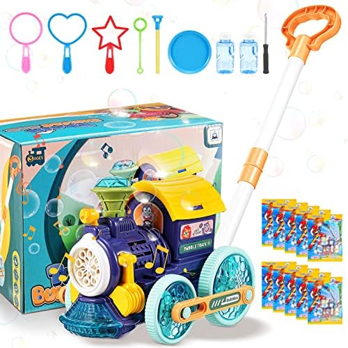 Косачка Alltope Bubble за деца, Автоматично Влак с играчки с музикален Осветление, Електронна Машина за Духаше