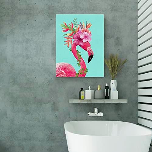 Баня на Цветя Короната Фламинго Платно Плакат Живопис Стенно Изкуство, Розово Изображение Фламинго Произведения на изкуството В Рамка Печат Готов да се Мотае за Д?