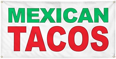 Обичай Банер Винил Размери Няколко Мексикански Такос Зелен Червен Храна Бар Ресторант Храна Камион Тако Открит