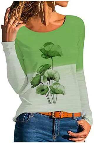 Дамски Удобна Тениска с дълъг ръкав, Модерен Топ, Ежедневни Hoody, Пуловер, Свободна Блуза с кръгло деколте