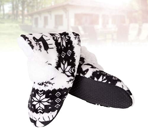 Amosfun/ Коледни Зимни Топли Чехли С Изображение на Елен, на Меки Подови Обувки Обувки, Дамски Обувки За Момичета, Дамски Домашни Обувки (Небето е синя)