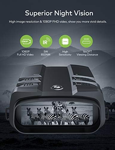 Дигитален бинокъл за нощно виждане VABSCE, 1080p FHD, обхват на прегледа 1640 фута, инфрачервен диапазон от 5 W, Чувствителност
