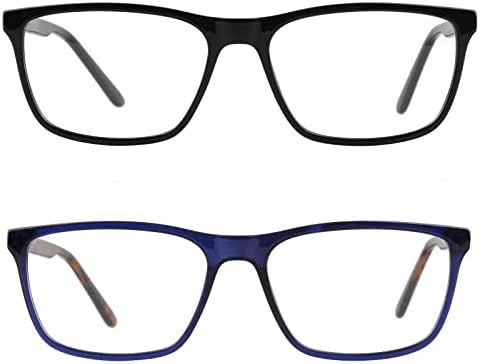 Ailebre 2 опаковки Класически Очила за четене за Мъже, Правоъгълни Рамки за Очила, Анти-Сини Светещи Компютърни