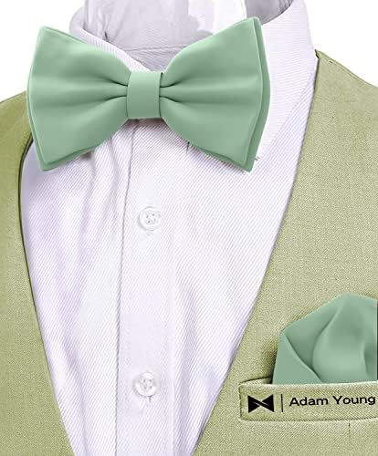 Мъжки вратовръзки-пеперуди Adam Young с Предварително Завязанным Носовым шал, Официално Сатен Класически папийонка за Смокинг