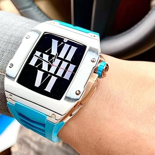 AEMALL Калъф, изработени от въглеродни влакна в спортен стил, моден комплект за Apple Watch Series 8 45 мм, лесен каишка