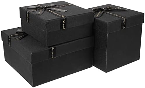 AB BOOFAN Черен Декор 3 бр. Черни Подаръчни Кутии с Бантиковыми Капак Кутия за Предложения Шаферките Книжен Подарък Кутия за Рожден Ден, Картонени Кутии Подарък за Вели?