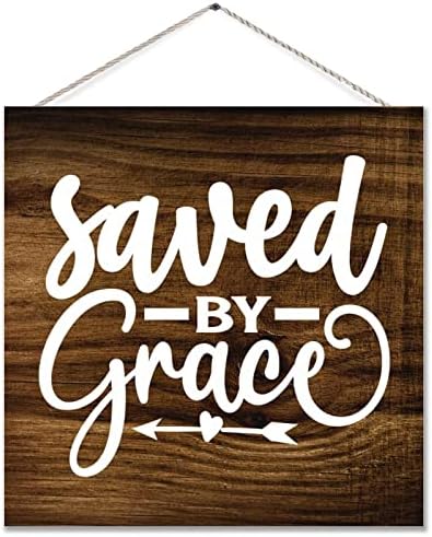 Спасени по Благодат Дървен Знак Библейски Стих Дървена Табела Религиозен Християнски Бог Исус Селски Табела Домашен Декоративен