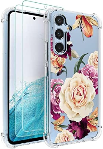 Osophter за Samsung Galaxy A54 5G Калъф за Момичета и Жени с цветен печат и 2 бр. Защитно фолио за екран, Амортизирующая Гъвкава Гумена капачка от TPU за Samsung A54 5G (виолетов цвят)
