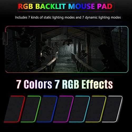 Подложки за мишки Resident Evil Игра RGB Геймърска Подложка за мишка XXL Led Светлинен Геймърска подложка за PC Геймър 39,3 инча X 19,6 инча X 0,16 инча