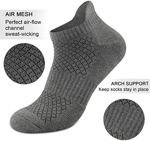 COOPLUS Мъжки Памучни Чорапи В Спортната Възглавница за Глезените, Чорапи за Бягане за Мъже, Абсорбиращи Влагата, Дишащи
