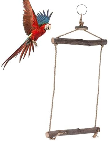 Поставка за Птичи Костур от естествена пеньковой въже - Играчка-люлка за Папагали от здрава естествена дървесина,