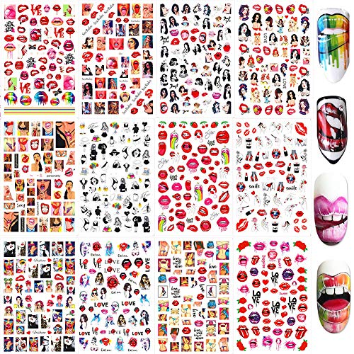 Етикети за дизайн на ноктите Лошо момиче, ваденки, за да проверите За дизайн на ноктите, Свети Валентин, 3D Самозалепващи