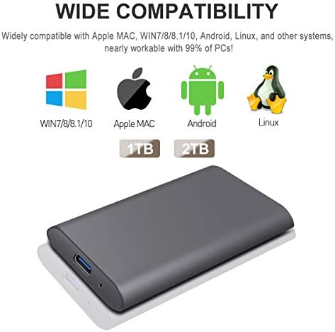 Външен твърд диск, USB 3.1 капацитет от 2 TB за PC, Mac, Настолен компютър Wii U, Xbox (2 TB, златни)