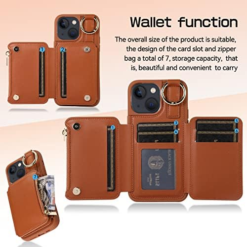 Чанта-портфейл Furiet за iPhone 14 Plus, 6,7 инча Кожен Калъф-чантата с Разтегателен цип, за носене в чантата си с пагон, Държач за кредитни карти, джоб за телефон, i-Phone 14 + iPhone14Plus