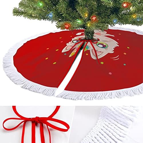 Сладък Котка Еднорог Коледно Дърво Пола за Празнични Партита, Декорации с Пискюл Дантела