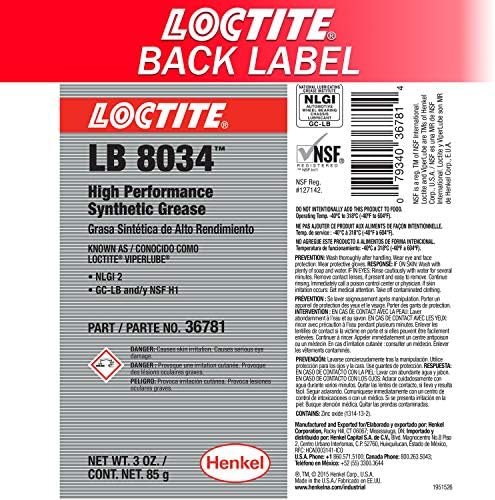 Тръба за високо ефективни синтетичен лубрикант Loctite LB 8034 ViperLube, 3 грама.