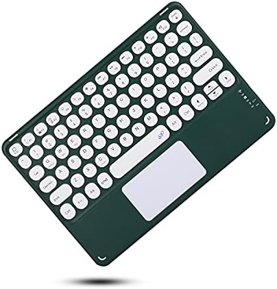 Калъф за клавиатура HENGHUI за Galaxy Tab A8 10.5 инча 2022 Модел SM-X200/X205/X207 Калъф за клавиатура с тачпадом Сладък Кръгъл Клавиш Свалящ Цветна клавиатура (Тъмно зелен)